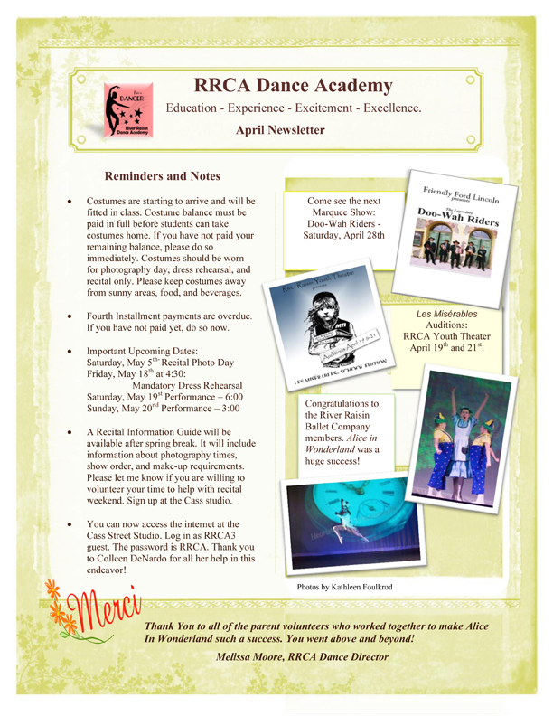 April 1012 Newsletter